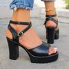 Fashion Fashion Women Summer Block Heel Ladies Shoes Wedge with Platform Waterproof Footwear Chunky Ladies High Heel Sandals