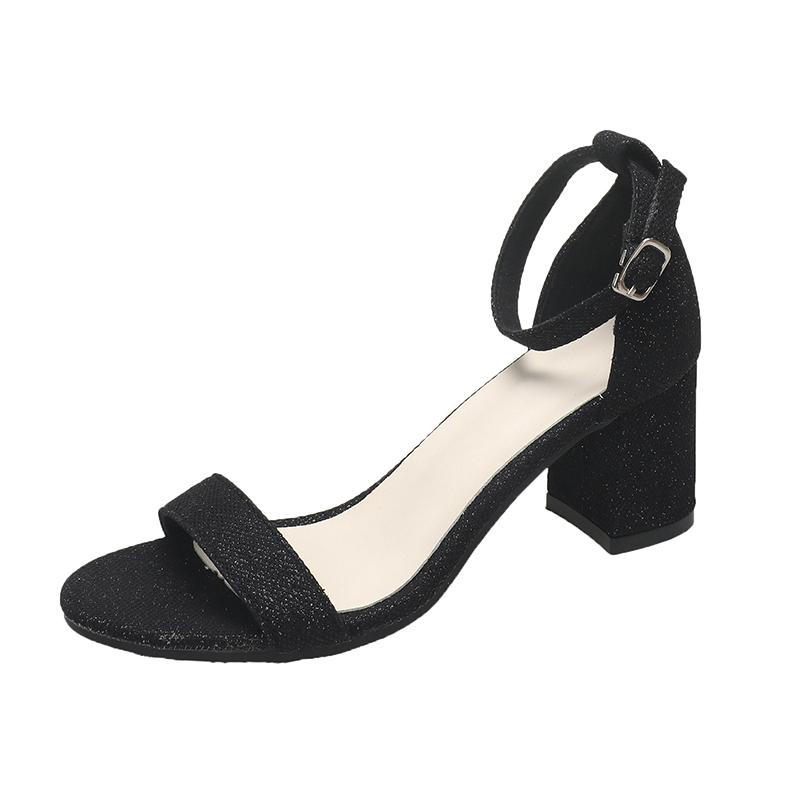 Fashion Shoes Female 2024 Hot Sale Buckle Strap Women's Sandals Fashion Peep Toe Dress Sandals Women Summer Cover Heel Heeled Sandals