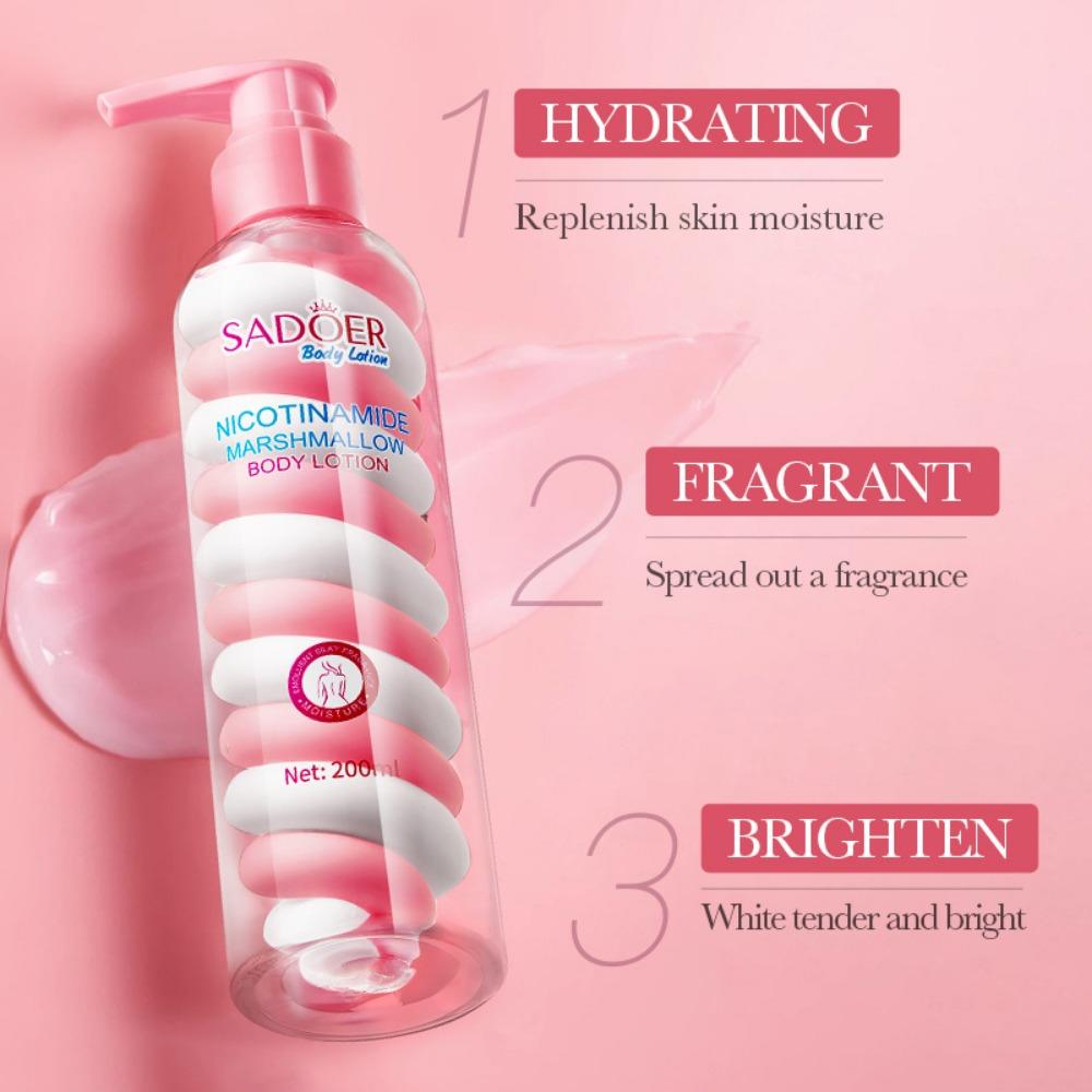 Niacinamide Cotton Candy Body Milk Hydrates, Moisturizes, Evens Out And Leaves A Long-lasting Scent.