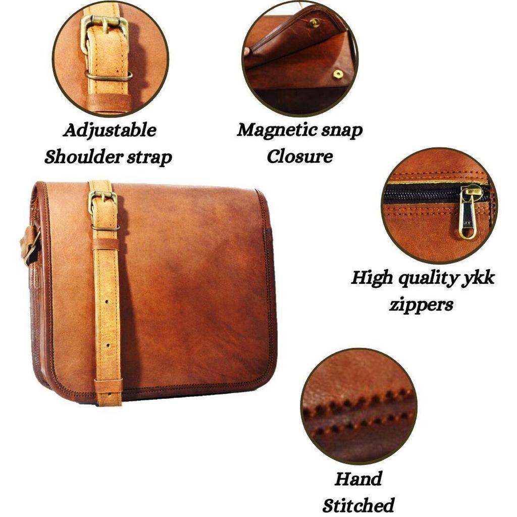 Real Goat Leather Handmade Dark Brown Men's New Satchel Vintage Messenger Bag