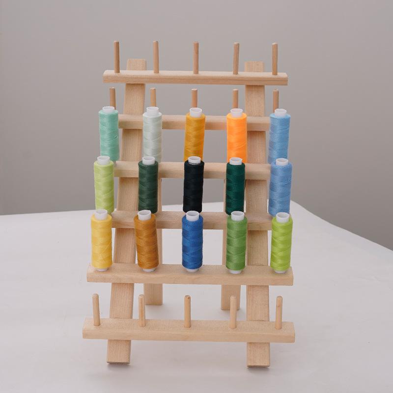 Creative Wooden Folding Thread Spool Rack - Holds 46 Spools/Bobbins for Sewing and Storage