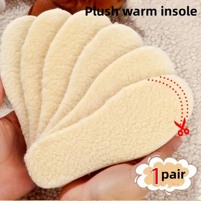 1 par de plantillas de felpa de invierno, acolchadas y engrosadas, se pueden cortar para proteger el sudor del cuerpo, son suaves y cómodas y cálidas.