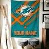 Name Benutzerdefinierte Miami Dolphins Logos Wandteppich Ästhetischer Wandbehang Gedruckter Stoffdecke Dekorative Wandteppiche für Schlafzimmer Wohnzimmer Heimdekoration