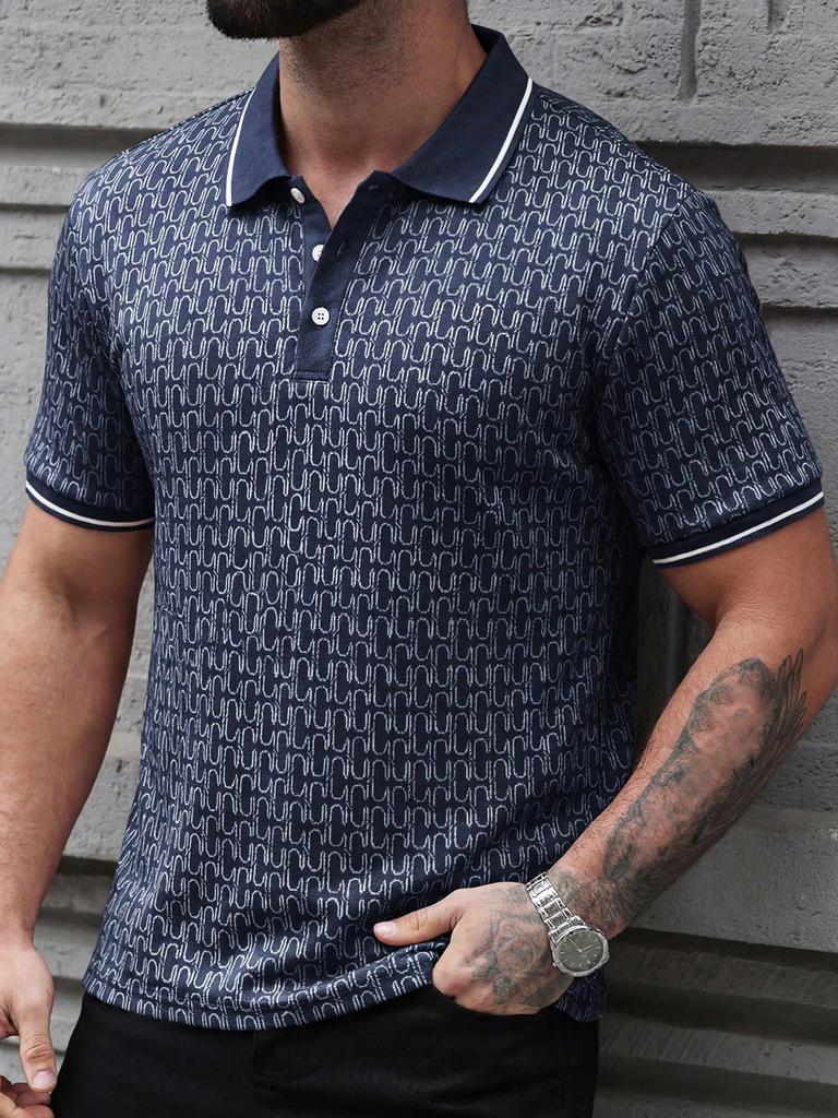 Trendiges kurzärmeliges Poloshirt mit denim-inspirierten Details, lässig und vielseitig.