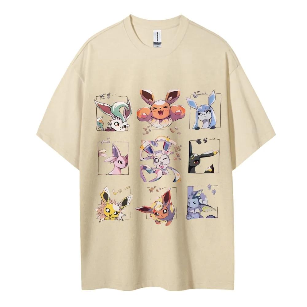 Pikachu Printed Short-sleeved T-shirts for Men, Women, Adults and Children, Pure Cotton Round-neck Loose