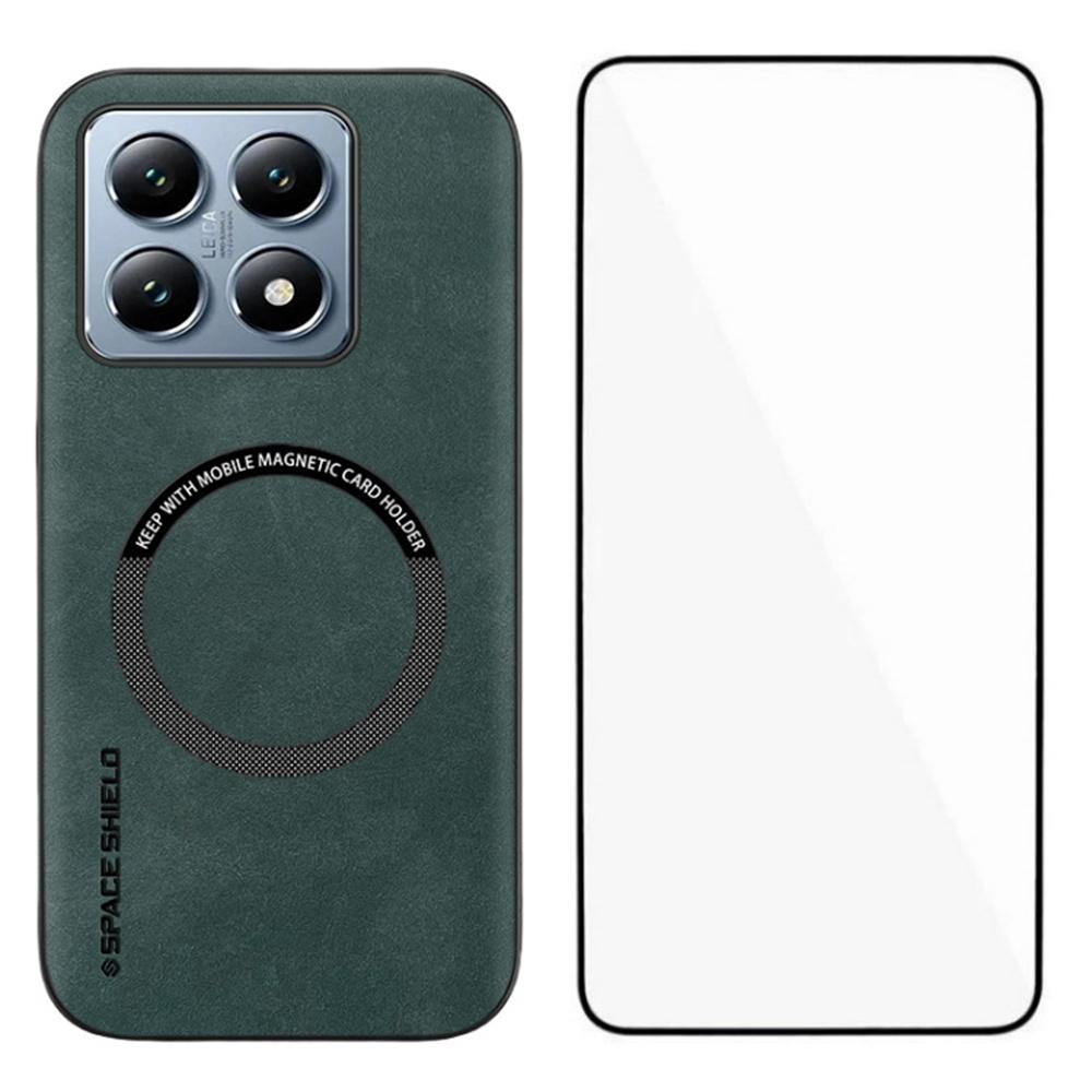 WANLONFENG YBP Series For Xiaomi 14T Pro Magnetic Case with Tempered Glass Film PU+TPU Phone Cover Large Cutout