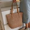 Zipper Beach Bag Bohemian Style Raffia Shoulder Bag Simple Weave Straw Tote Bag  Shopping