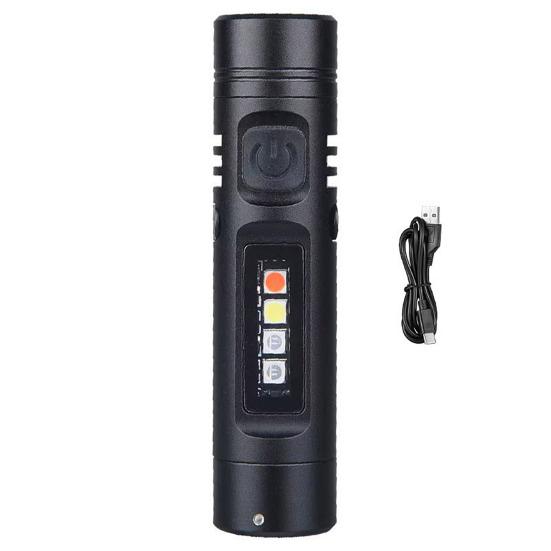Rechargeable Flashlight Hands-Free LED Torch with Magnetic Base And Rear Buckle 500 Lumens High Power Mini Light for Camping Hiking Travel