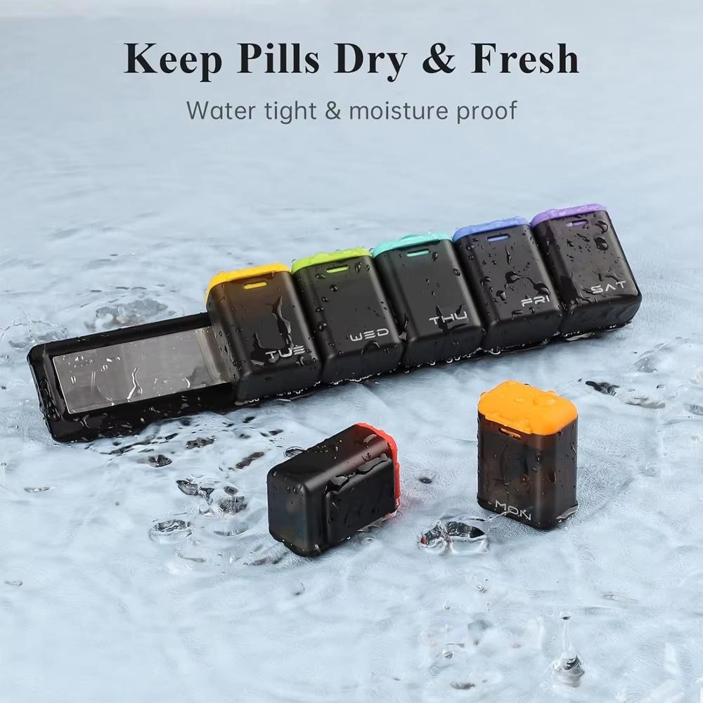 Weekly Pill Organizer Magnetic Removable Pill Box 7 Day 1 Time a Day Large Travel Pill Case Week Once Daily Medication Dispenser