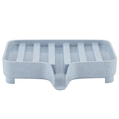 Wheat Straw Soap Sponge Drainage Storage Box Holder Bathroom Kitchen (Blue)