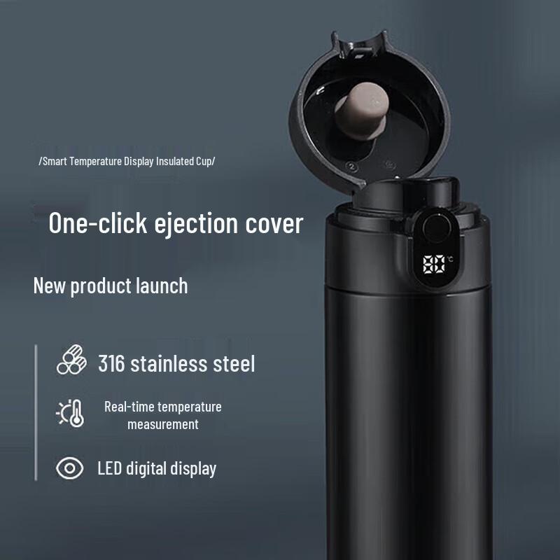 TOMIC 450ML Ceramic Lined Insulated Mug with Flip Lid