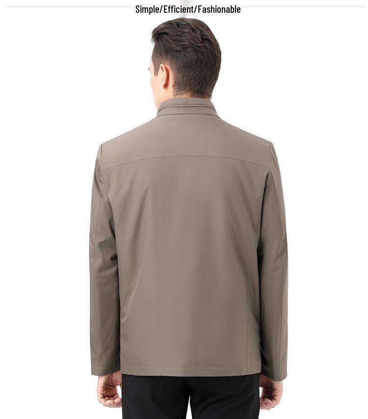 New Stand Collar Mid-Aged Men's Cotton Jacket for Autumn/Winter Season - Thick Dad's Casual Coat.