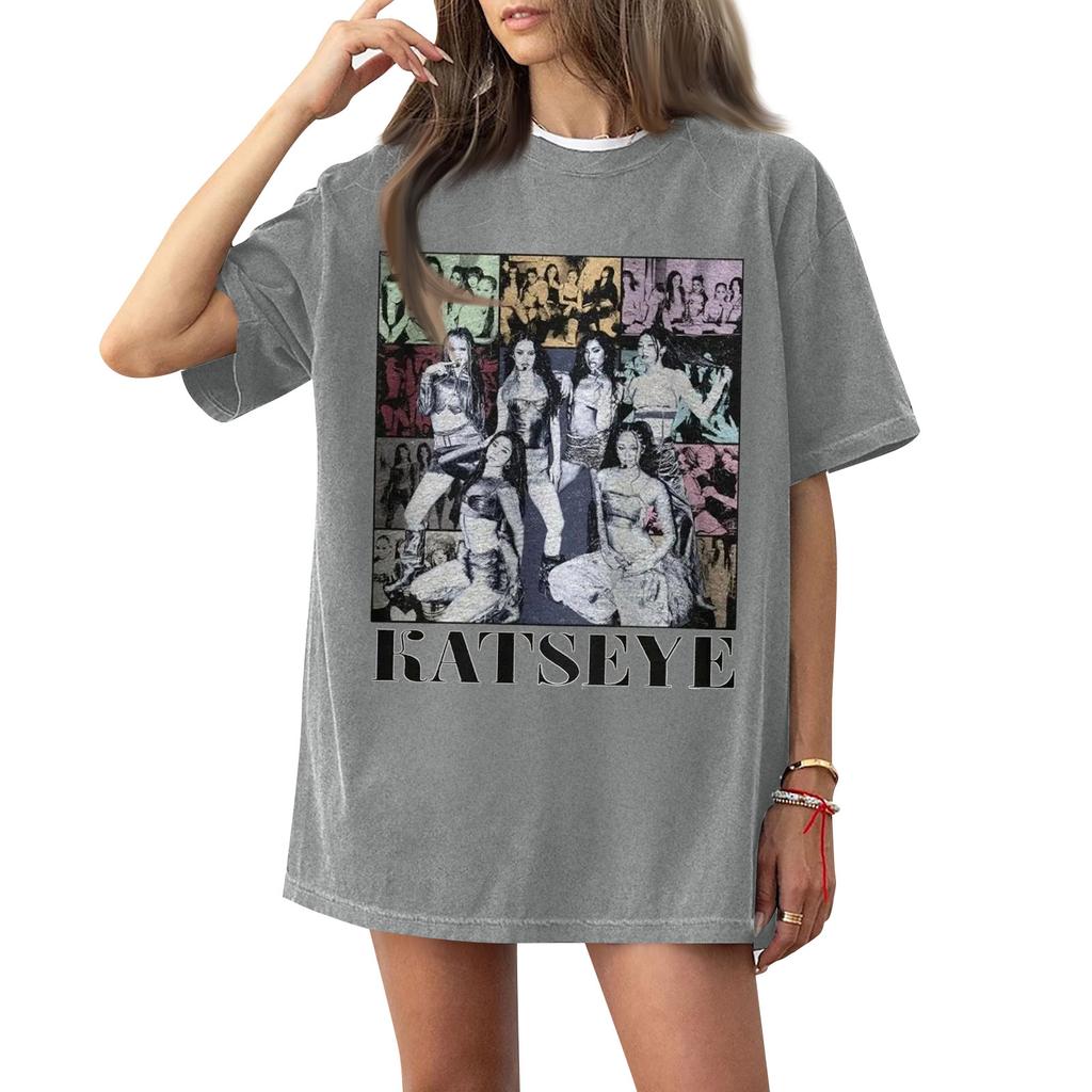 Dam T-shirt med tryck och rund hals och korta ärmar