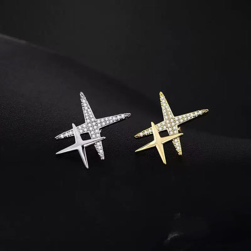 Cross Star Unisex Brooch: High-End Micro-Paved Zircon Lapel and Safety Pin Accessory