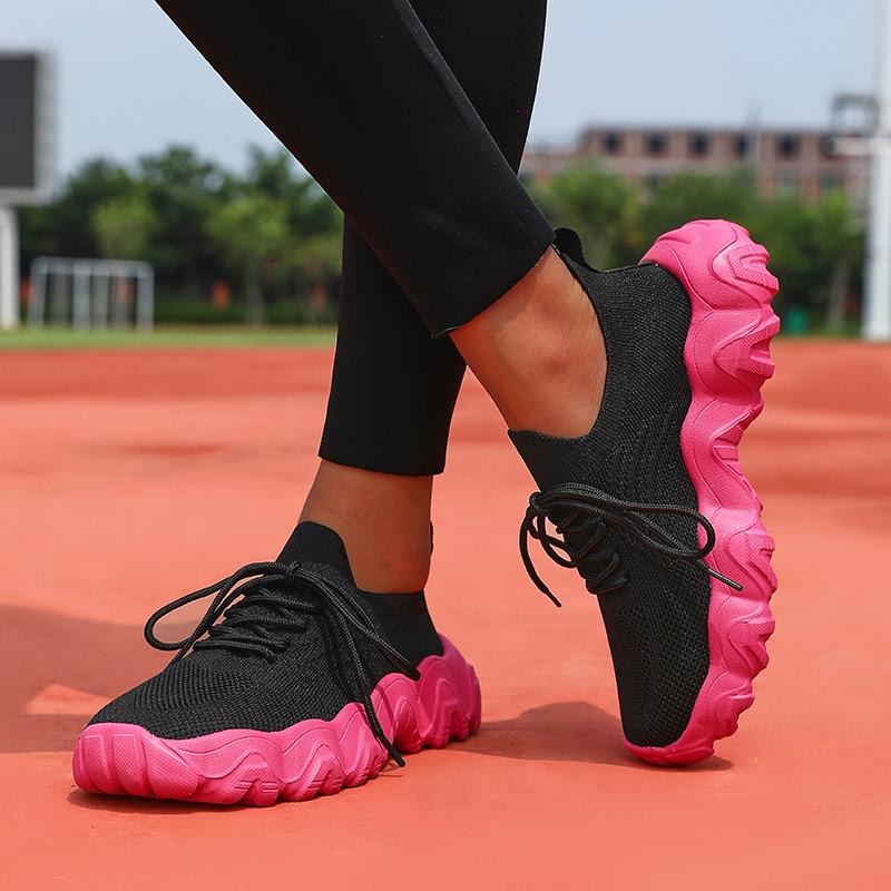 Modne Damskie Sneakersy Siateczkowe Oddychające Platforma Wszechstronne Do Biegania Lekkie Sznurowane Treningowe Letnie Casualowe Wulkanizowane Buty