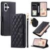 For iPhone 16 Plus Case Rhombus Grid PU Leather Wallet Crossbody Phone Cover