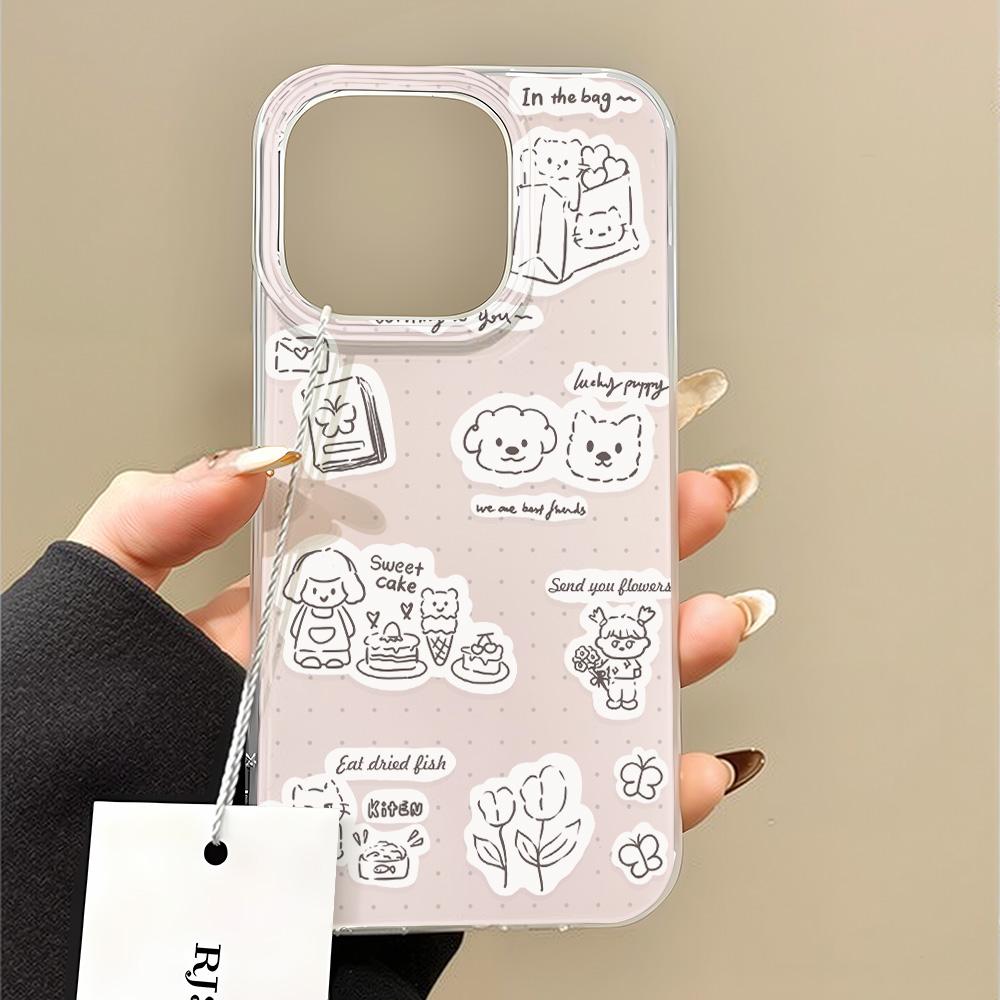 Painted Phone Case for iPhone 12 13 15 16 iPhone 16 12 13 14 15 Pro  14 15 16 Pro Max Coverage Shockproof Anti-Fingerprint Fresh Style Protective Case