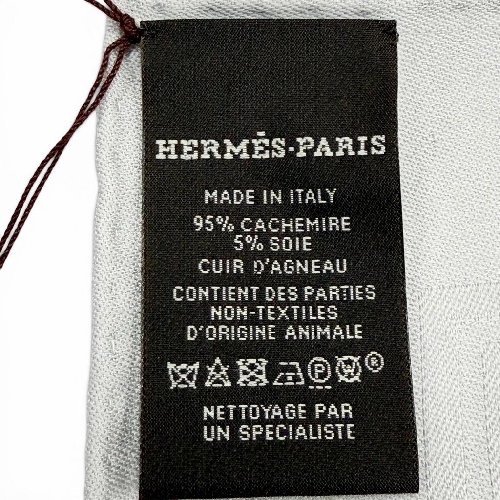 Pristine HERMES scarf Carre 115 Sangle Logo leather tag cashmere Women Used
