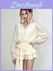 Chancloi Vietnam Fashion Long Sleeve Waist Tie Flared Mini Skirt For Youth