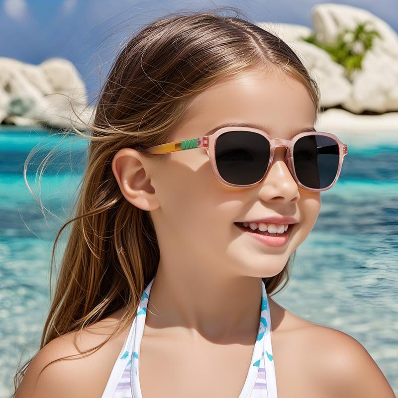 Kids Polarized Sunglasses for Toddler Boys Girls Children TR Eyewear Square Frame Travel Goggle UV400 Shades Colorful Eyewear
