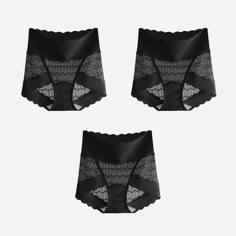 Popular Seamless High-Waisted Light Lace Tummy Control Silk Panties for Women