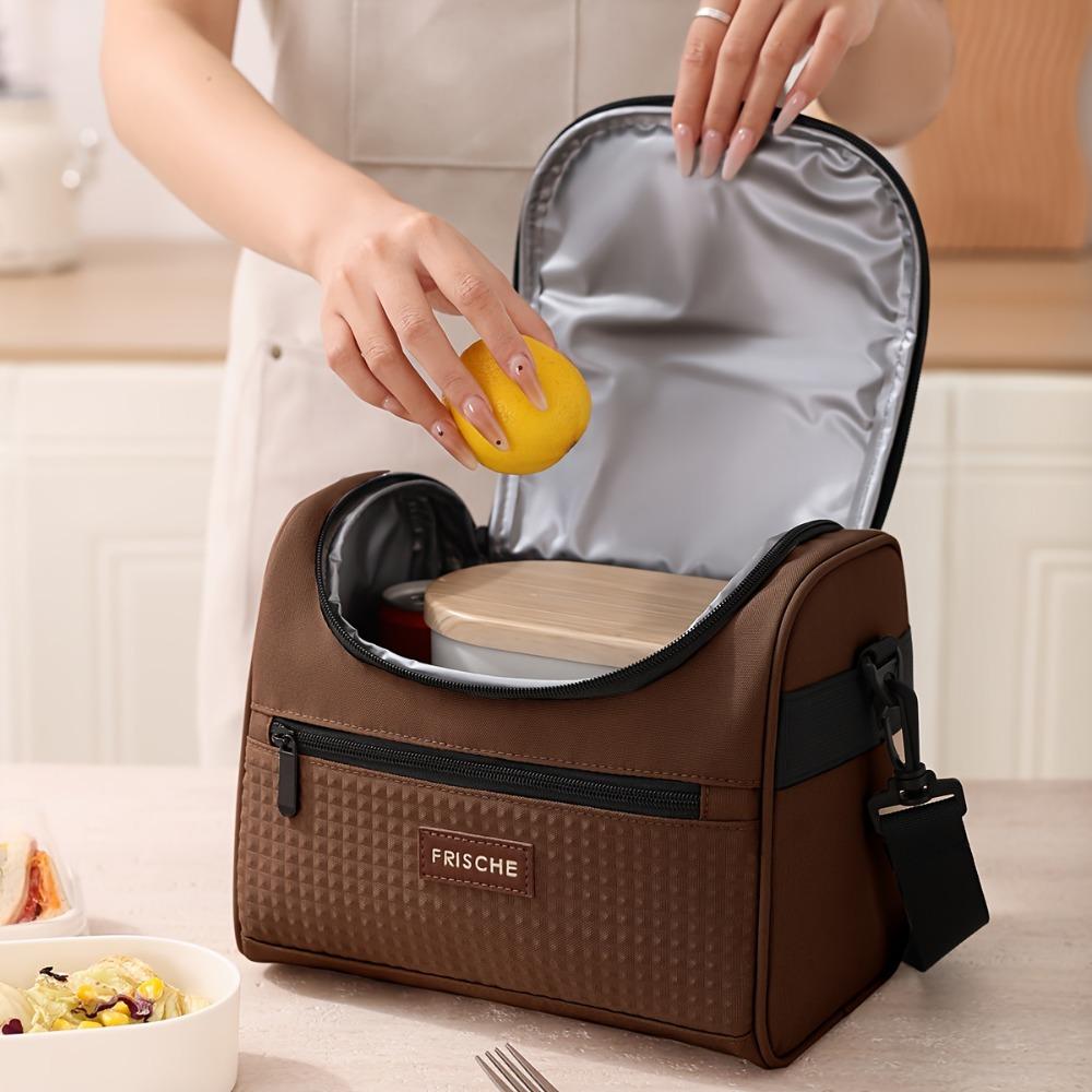 

Large Capacity Insulated Lunch Bag with Multi-Layer Zipper, Waterproof Polyester Lunch Tote Thermal Insulation Bag темный кофе