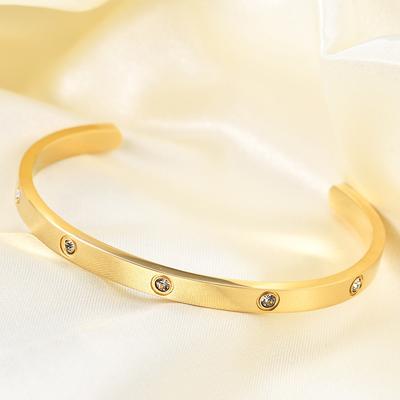 Modisches C-förmiges 5-mm-Armband mit eingelegtem Zirkon für Paare