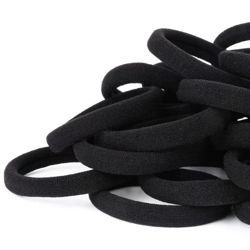 5cm Large Black Seamless Elastic Hair Tie - Durable & Gentle on Hair
