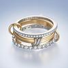 Luxury Three-ring Interlocking Full Diamond Zircon Ring Two-color Three-ring Multi-element Fashion Jewelry Spot