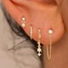 4 paires Boucles d'oreilles créoles pour femmes Blanc Zirconium Cubique Couleur Or Hypoallergéniques Clous de cartilage Mignons Bijoux Tendance