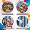 Balloons Happy Birthday Banner Golden Letters Birthday Party Backdrop Floral Decorations Cake Celebration for Indoor Eve