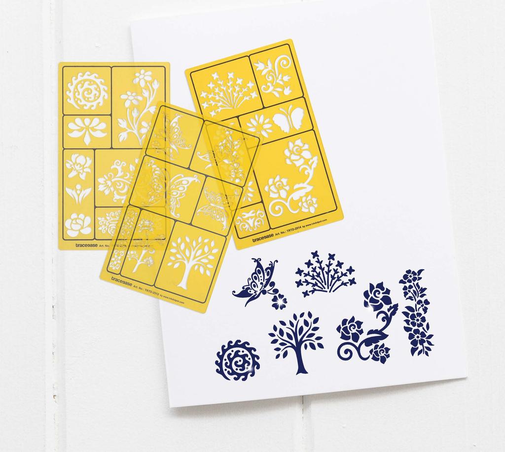 Traceease 5 Pieces Butterfly & Floral Pattern Drawing Templates For Scrapbooking Designing Craft DIY Art