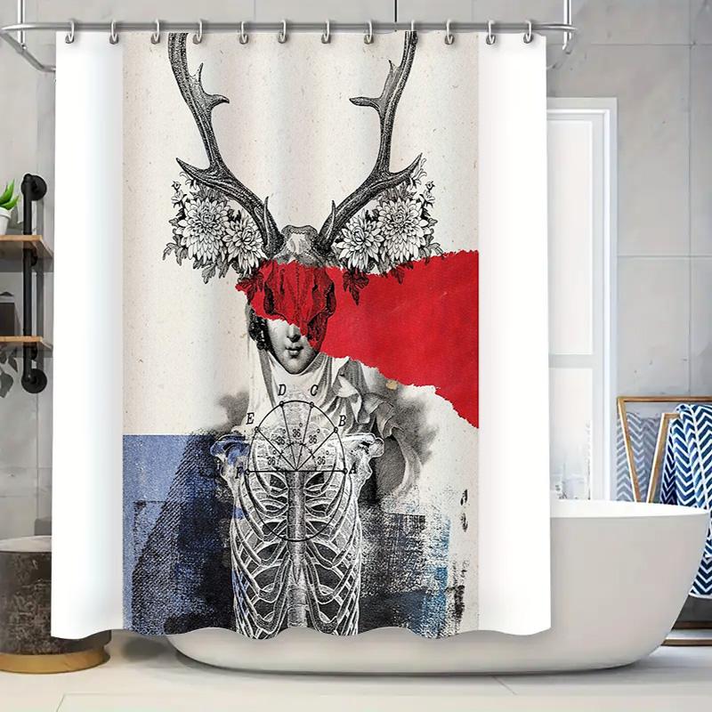 

Gothic Anatomy Shower Curtain Dark Academia Decor Vintage Medical Art Bathroom Curtains Macabre Halloween Home Decor Wall Hangin W60H190(CM)-1 Pcs