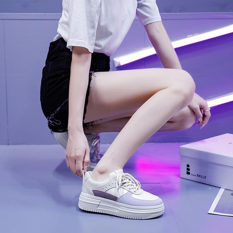 Spring New Small White Shoes Women's Round Toe Color Matching Women's Shoes Casual All-match Platform Shoes