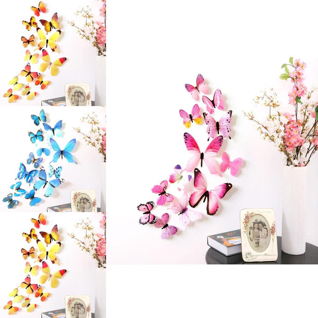 Exquisite 12pcs 3d Butterfly Wall Stickers Perfect For Stylish Bedroom Decor And Decoration