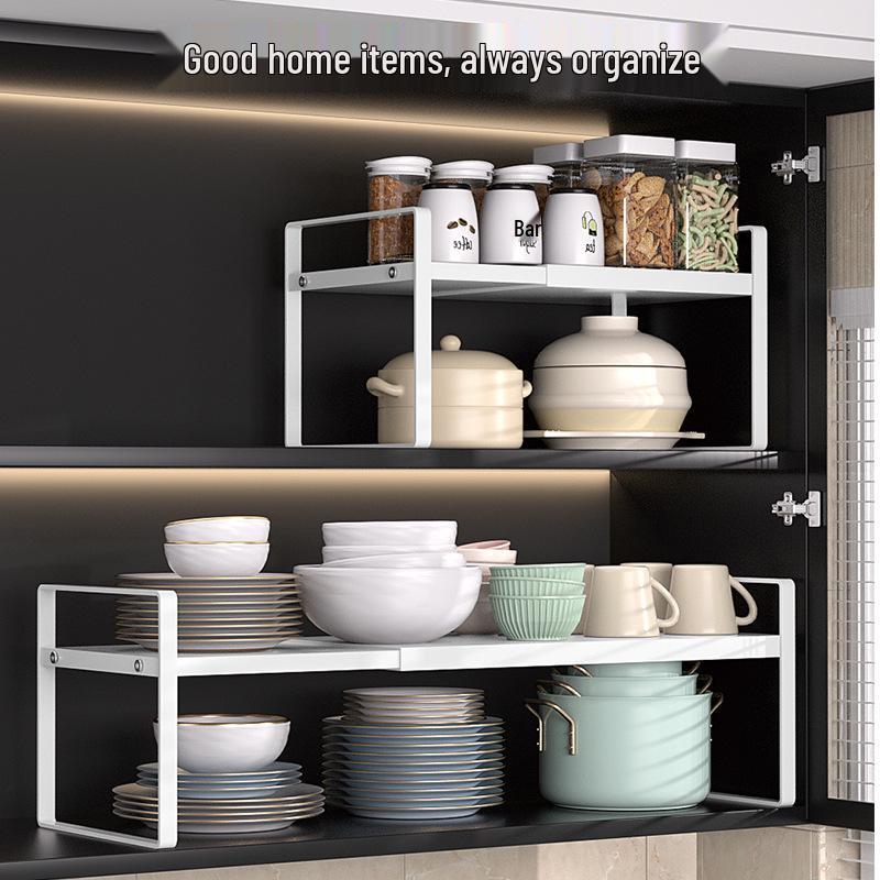 Retractable Layered Storage Shelf - Nail-Free Iron Organizer for Dorms
