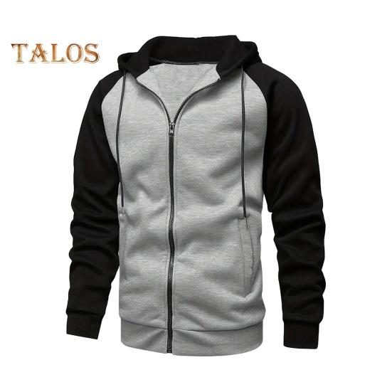

Мужская толстовка с капюшоном, контрастного цвета, с капюшоном, застежкой-молнией, длинными рукавами, карманами, эластичным плюшем и манжетами, спортивная куртка для фитнеса S светло-серый