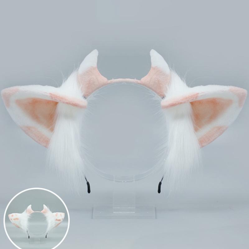 Plush Ears Hair Hoop Halloween Cow Ears Headband Furry Cartoon Animal Hairband Anime Fancy Dress Cosplay Headdress