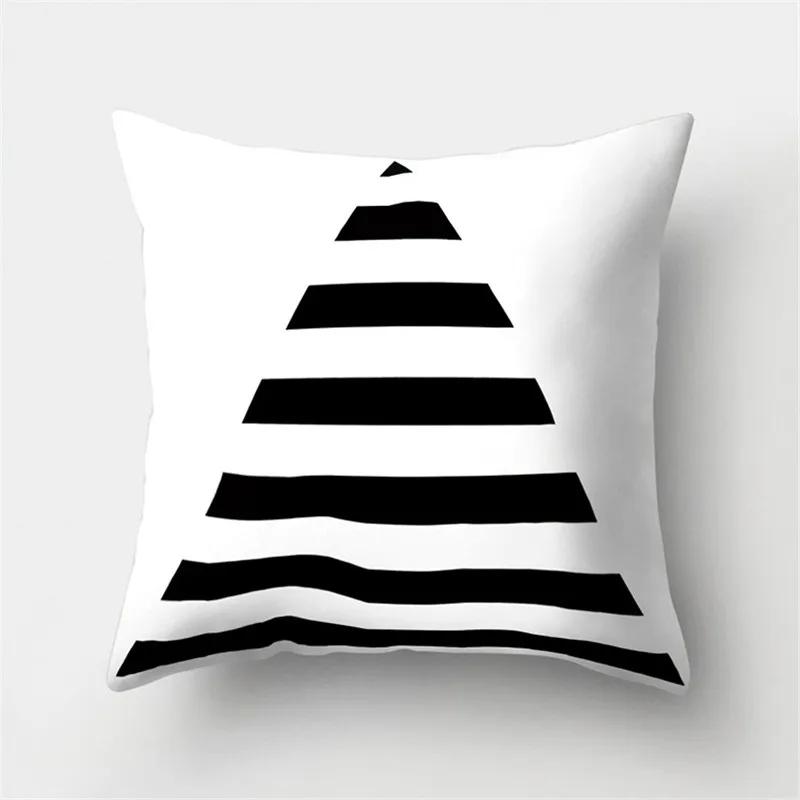 White Black Geometric Cushion Cover x Pillowcase Sofa Decor Polyester Home