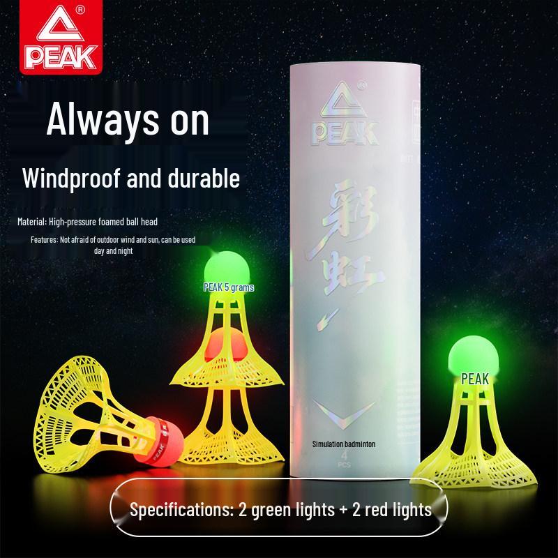 PEAK Authentic Night Glow Windproof Shuttlecock - Durable & Stable for Indoor/Outdoor Training