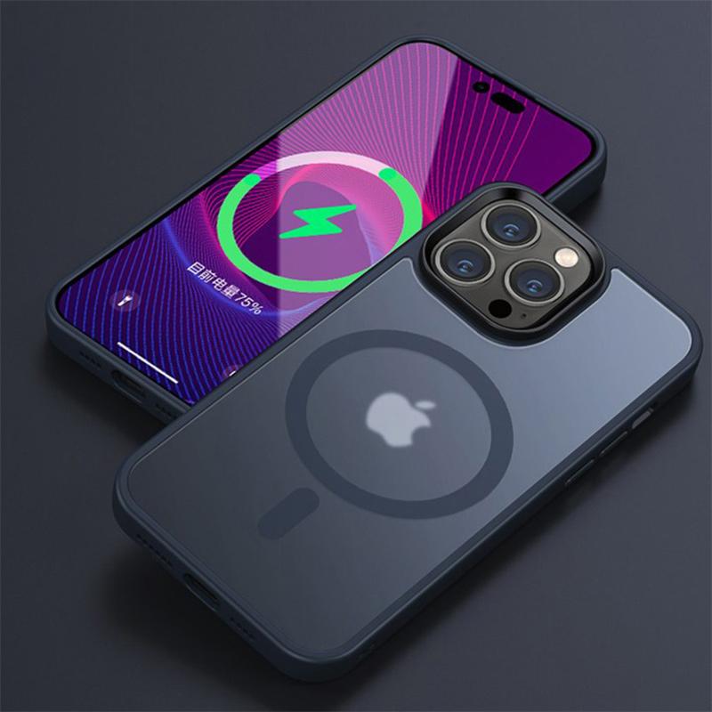 

Роскошный матовый магнитный чехол для беспроводной зарядки Magsafe для iPhone 11 12 13 14 15 Pro Max Plus, ударопрочный бронированный жесткий чехол для ПК For iPhone 14