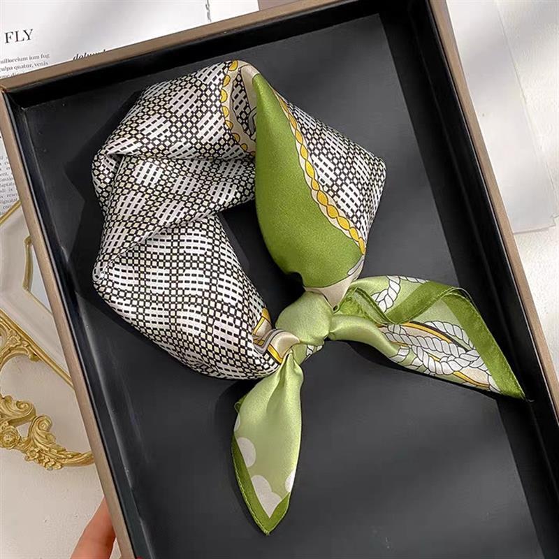 High-end Silk Scarf Lady 70*70cm Silk Square Scarf Women Soft Satin Hairband Neckerchief Tie Female Headband Foulard Bag Ribbon
