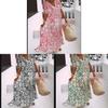 Wish Summer Printed Aline Dress With V Neck Short Sleeves For Street Style Women