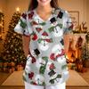 Women's Casual 3/4 Sleeve Neck Christmas Print Top for Holiday Parties