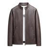 Top, Leather Jacket, Men's PU Leather Jacket, Standing Collar, Motorcycle Suit, Workwear Jacket