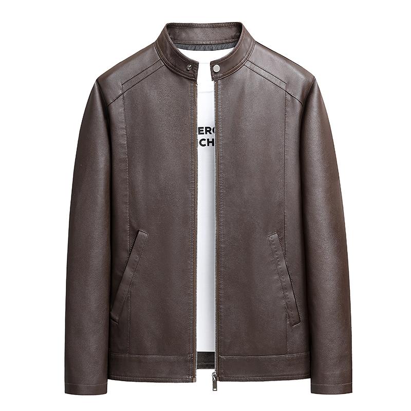 

Верх, Кожаная куртка, Мужская куртка из ПУ кожи, Воротник-стойка, Мотоциклетный костюм, Рабочая куртка XL дубильная кора
