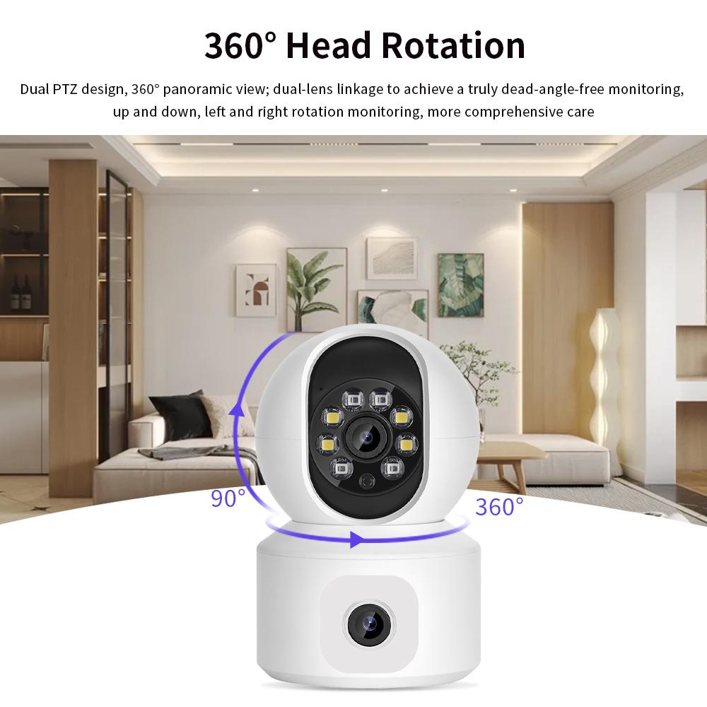 K22 Dual Lens 1080P HD Human Detection Camera Two Way Audio Home Security Night Vision WiFi Webcam