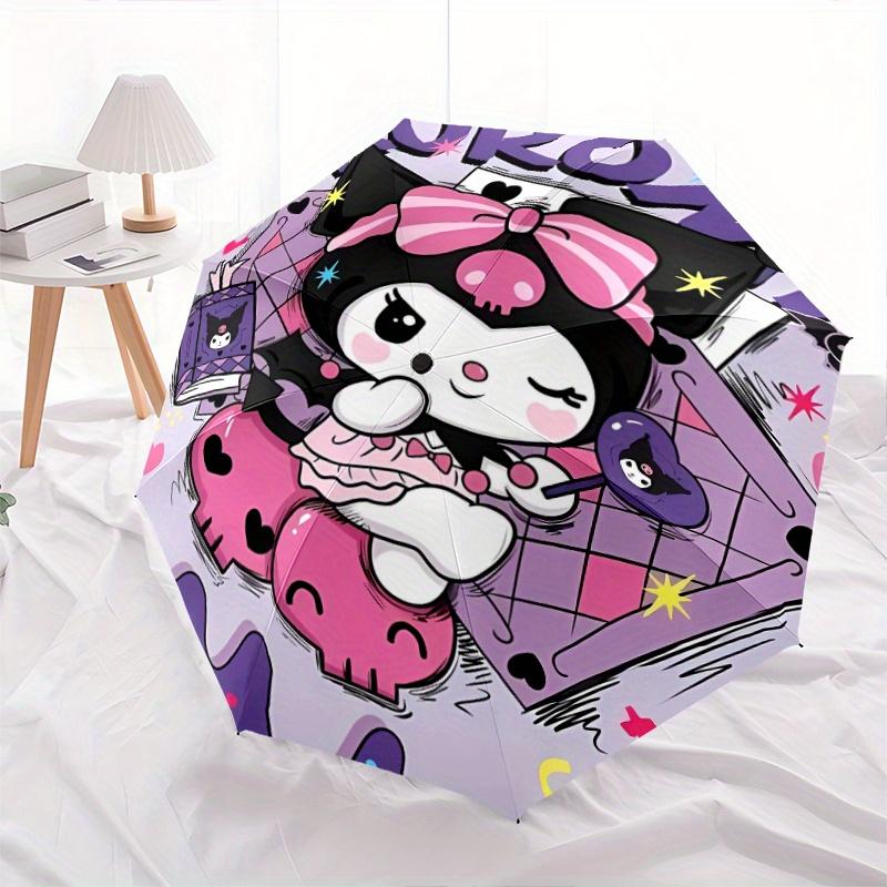 Pretty Kuromi Automatic Folding Umbrella - 3 Folding Design, Vivid Cartoon Pattern, Suitable for Outdoor Activities, A Gift for Fans In All Seasons.Y0