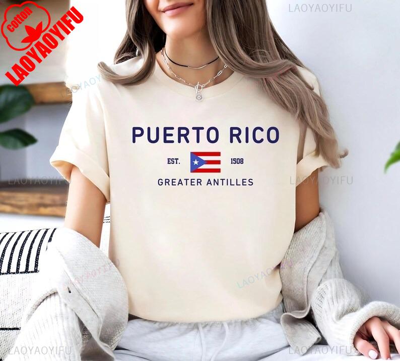 PUERTO RICO TShirt Greater Pride Travel Souvenir Heritage Letters Print High Quality Cotton Tops Tee Shirt Short Unisex Shirts