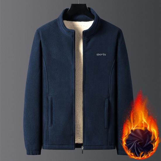 Heren Herfst Winter Jas Kleurblok Dik Pluche Rits Omhoog Binnenzakken Lange Mouwen Opstaande Kraag Nekbescherming Warm Dik Ritszakken Vest